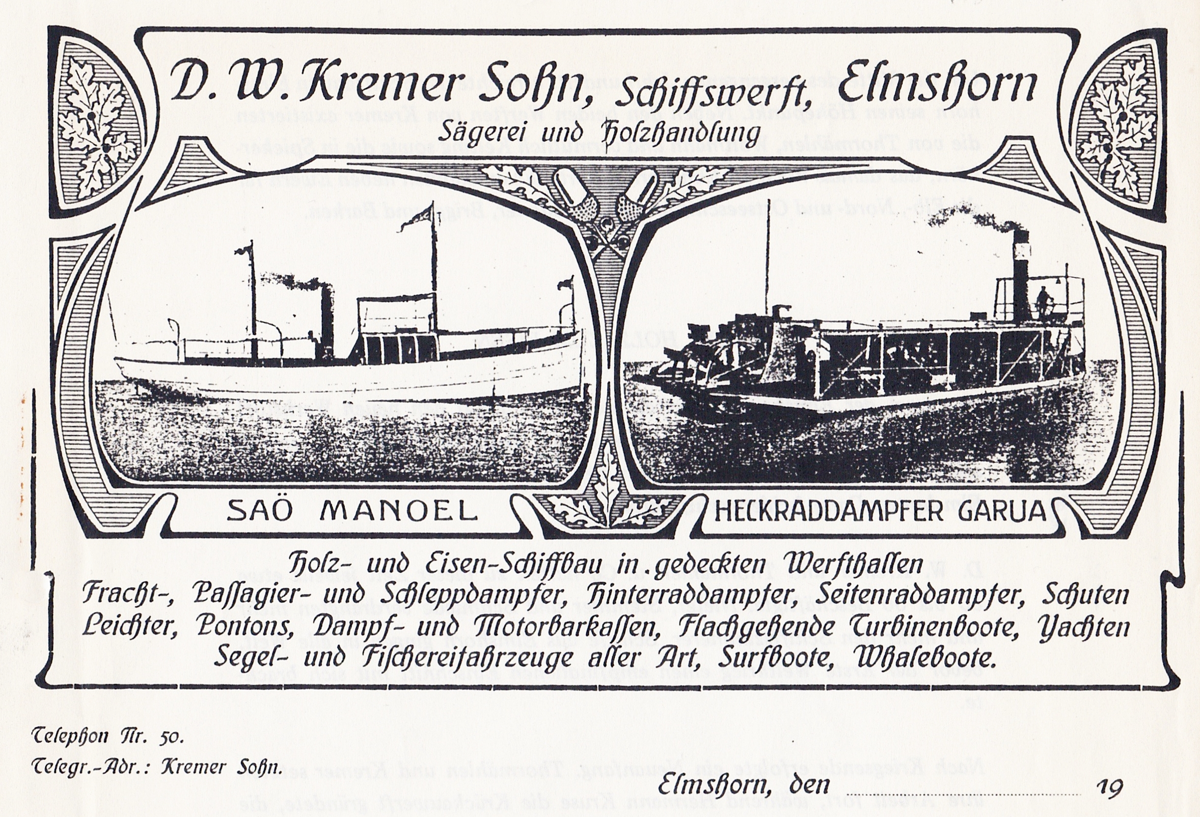 Historischer Briefkopf der Werft um 1905