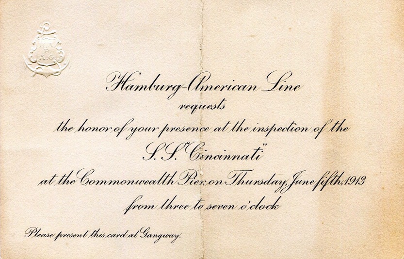 Cincinnati - Einladung zu einer Schiffsbesichtigung (1913)