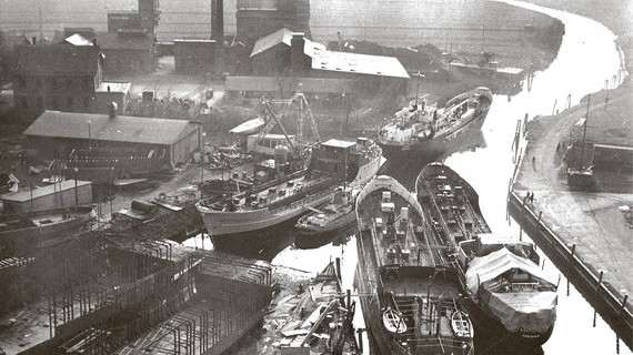 Die Kremer Werft 1952 mit Nebau Nr. 1001-1004